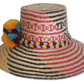 Boho chick straw hat with bold yellow weave and bright accents