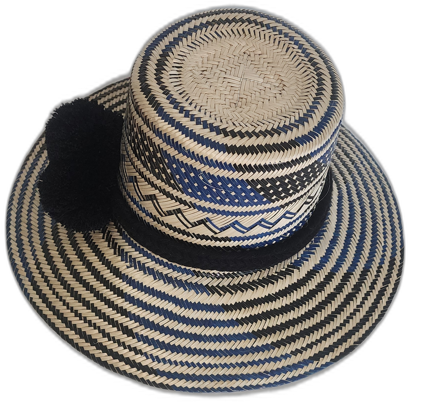 Colorful yet neutral Wayuu hat crafted from Iraca palm