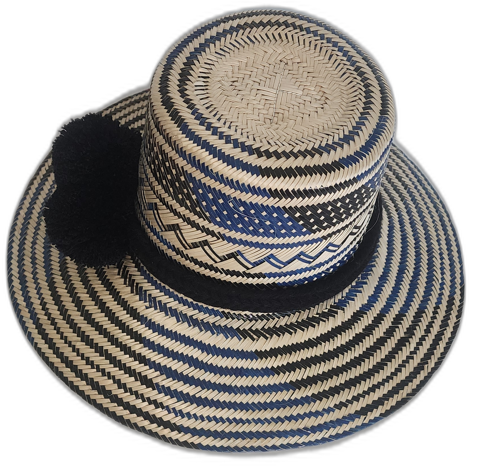 Colorful yet neutral Wayuu hat crafted from Iraca palm