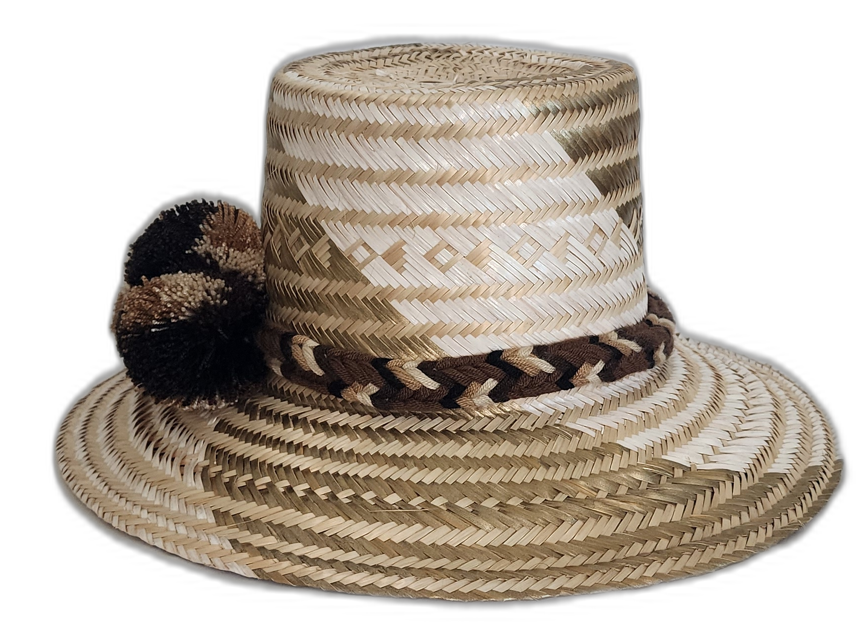 Boho Chick straw hat woven from Iraca palm fibers by Wayuu artisans