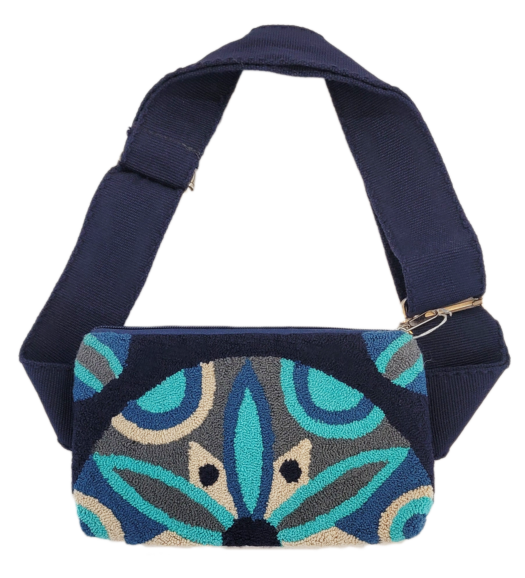1 "Handmade Wuitusu Needle Punch Clutch with colorful, intricate patterns by Wayuu artisans, featuring a zip closure and versat
