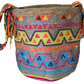 "Handmade Wuitusu Wayuu crochet bag adorned with crystals, showcasing vibrant colors and bohemian charm, supporting Wayuu Tay