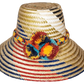 "Handmade Wuitusu Wayuu hat crafted from Iraca palm fibers, adorned with colorful pompoms, reflecting rich Wayuu tribal cultu