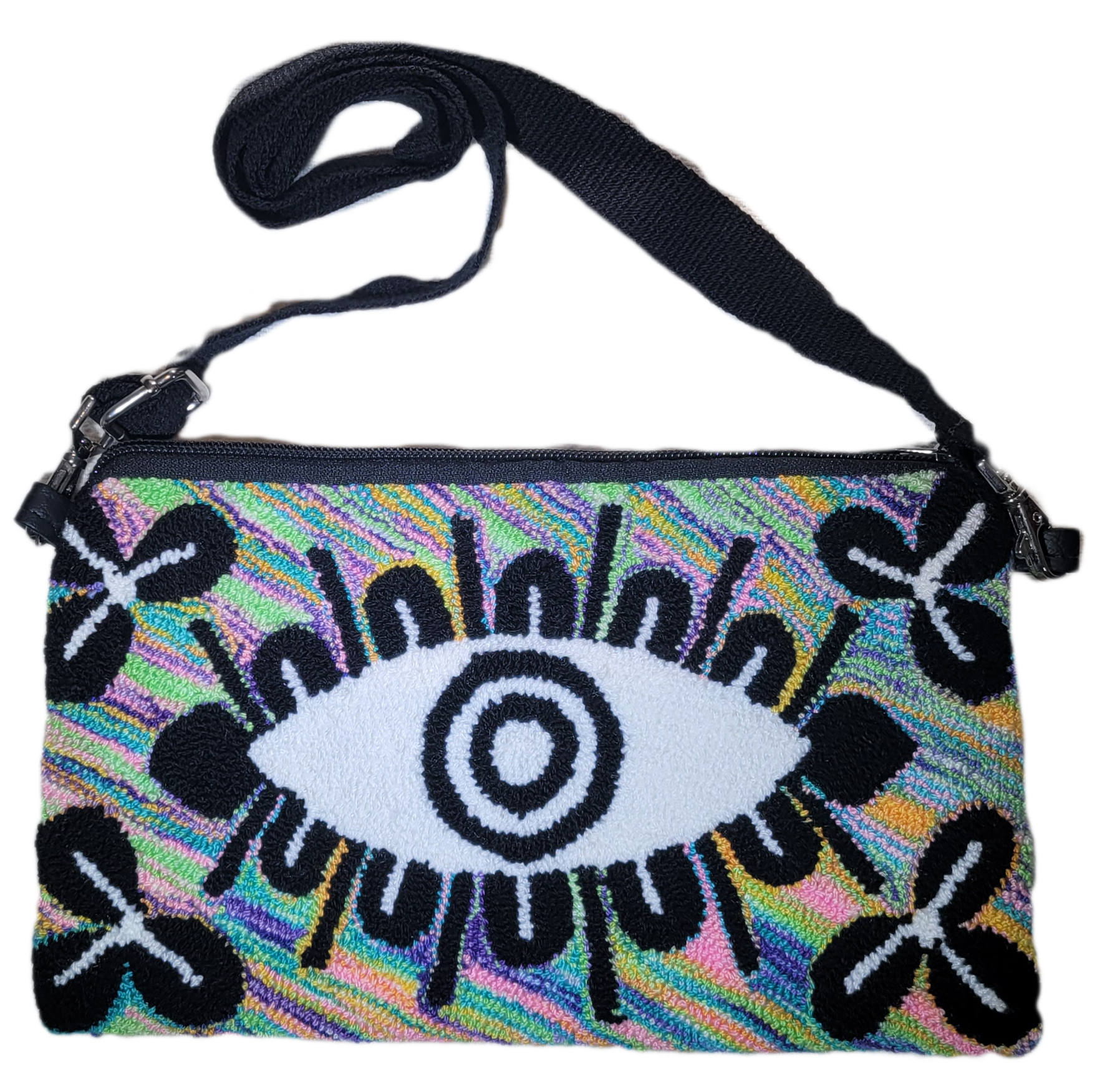 1 Lilliana handmade Wayuu punch needle adjustable purse with rainbow eye design

Bohemian Lilliana Wayuu adjustable purse with colorful punch needle crochet

Handmade Wayuu Lilliana purse, artisan punch needle design with eye pattern

Boho chic Lilliana punch needle purse, Wayuu handmade crochet with strap