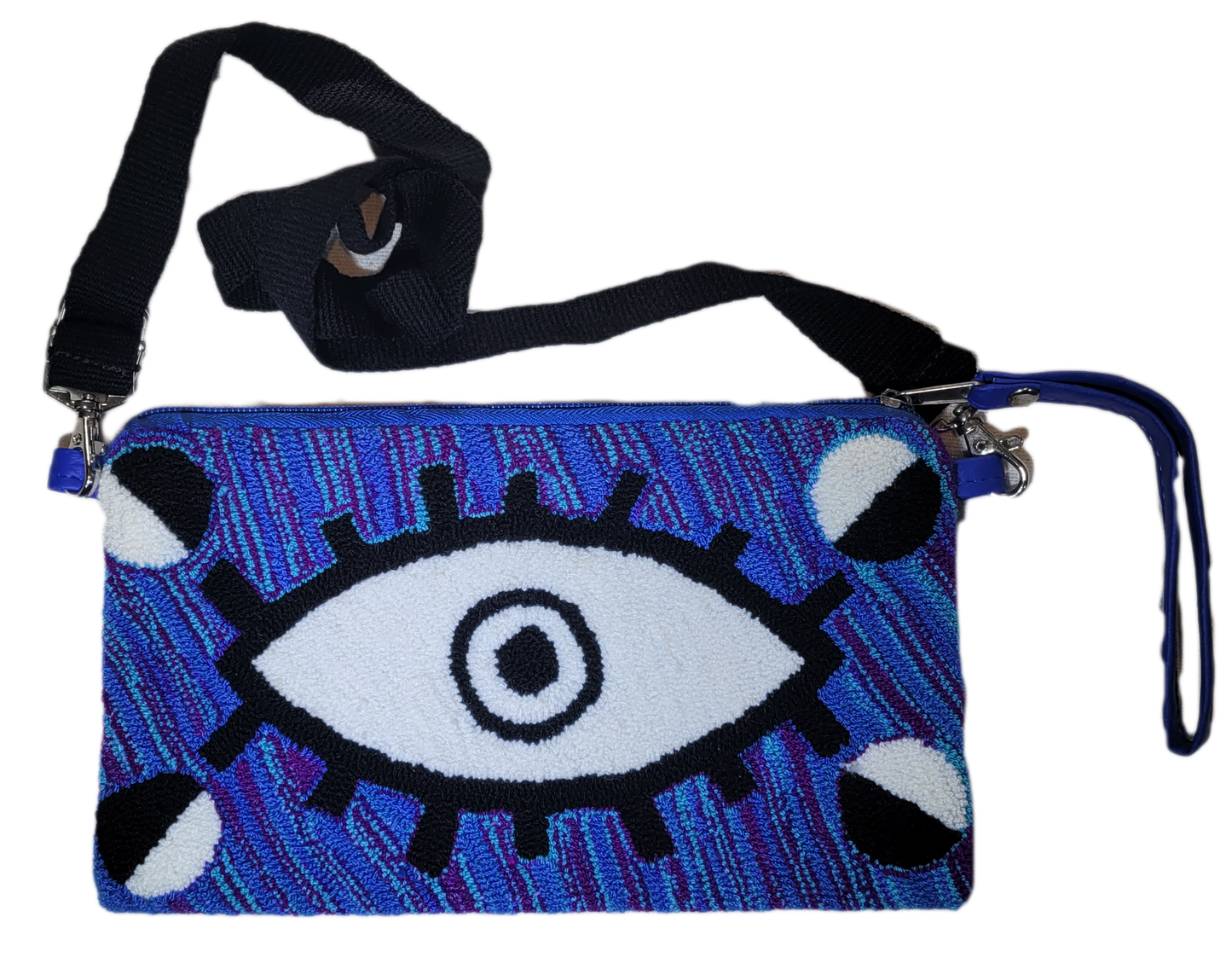 Makenzie handmade Wayuu punch needle adjustable purse with blue and eye design

Bohemian Makenzie Wayuu adjustable purse with vivid punch needle crochet