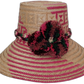 Marley handmade Wayuu straw hat with magenta weave and multicolor pompoms

