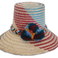 Boho straw hat with diagonal artisan design and braided crown band

