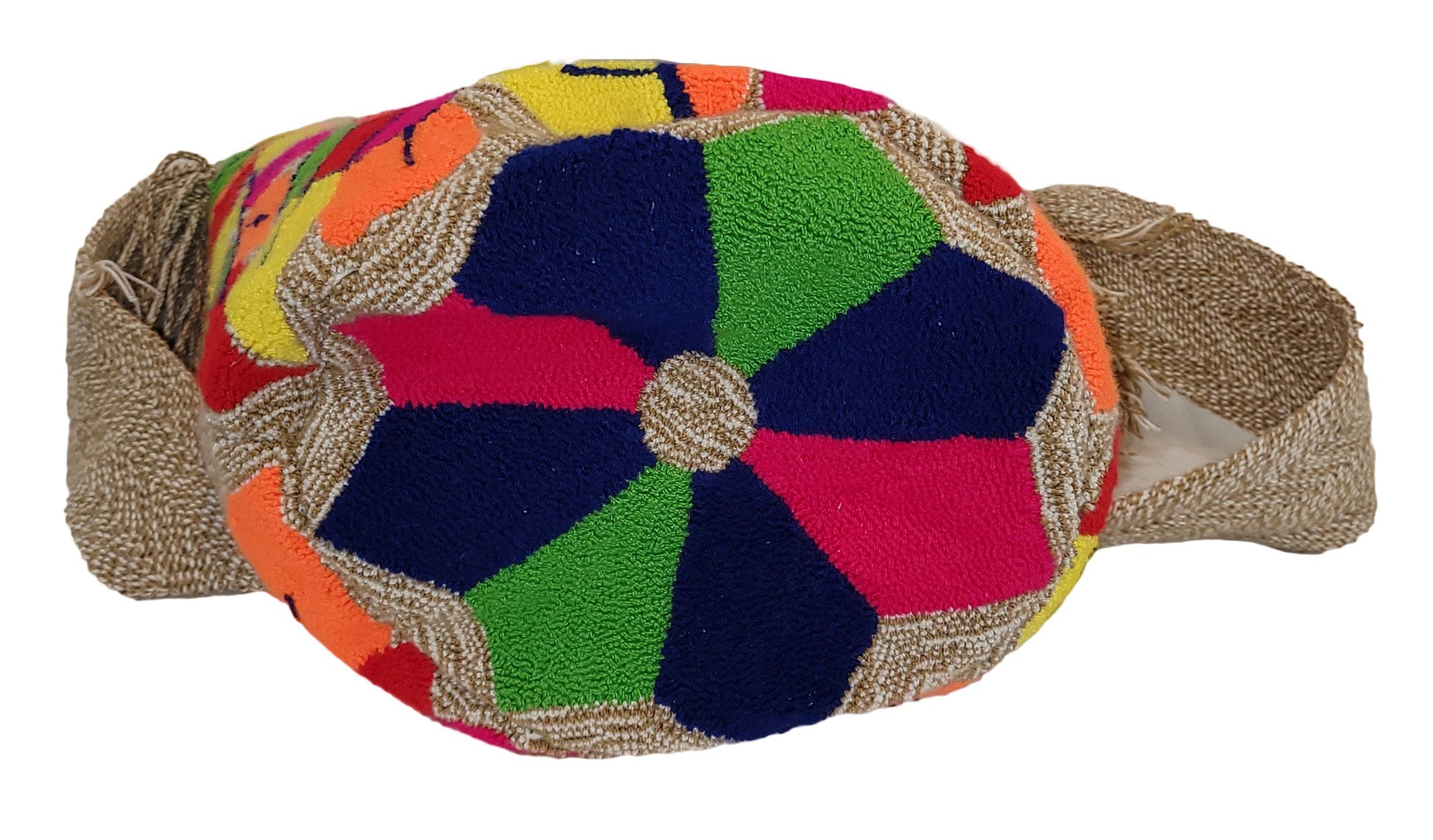 Colorful boho-chick Wayuu bag with handmade embroidery