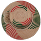 Wayuu hat Rachel with red and green weave on natural straw and soft beige pompom details

