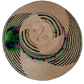 Sawyer boho straw hat crafted from Iraca palm with striking green pattern and cultural pompoms

