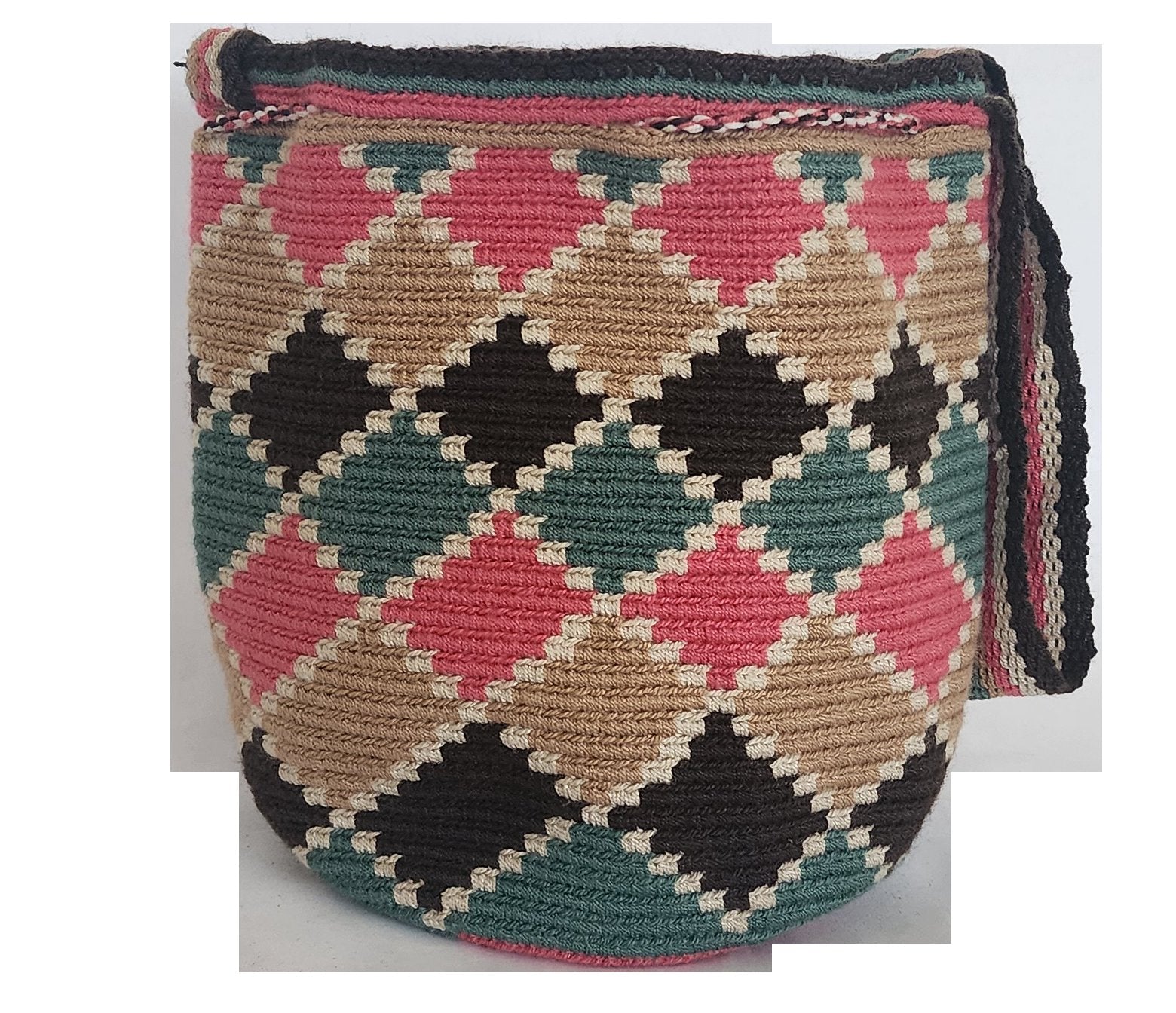 Bottom view Boho chick crochet bag crafted by Wayuu artisans in a vibrant palette
