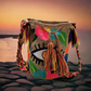 Handmade crochet Wayuu tote bag in pink and beige with boho-chick design