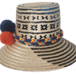 Summer straw hat handcrafted by Wayuu artisans from Iraca palm.
