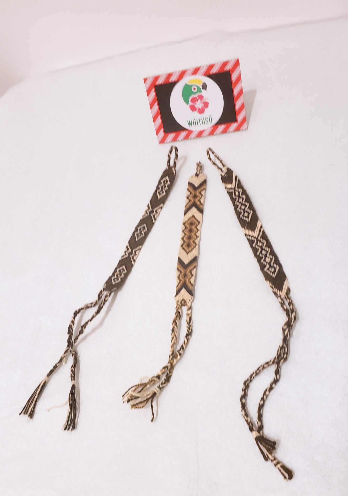 Pack of Three Brown Wayuu Handmade Bracelets - Wuitusu