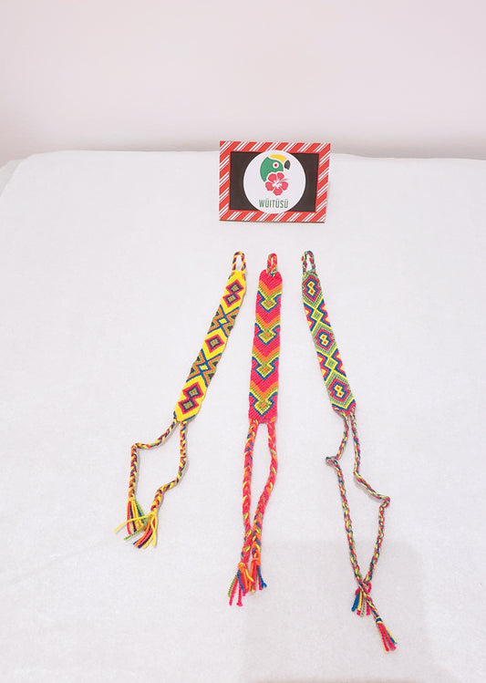 Pack of Three Neon Wayuu Handmade Bracelets