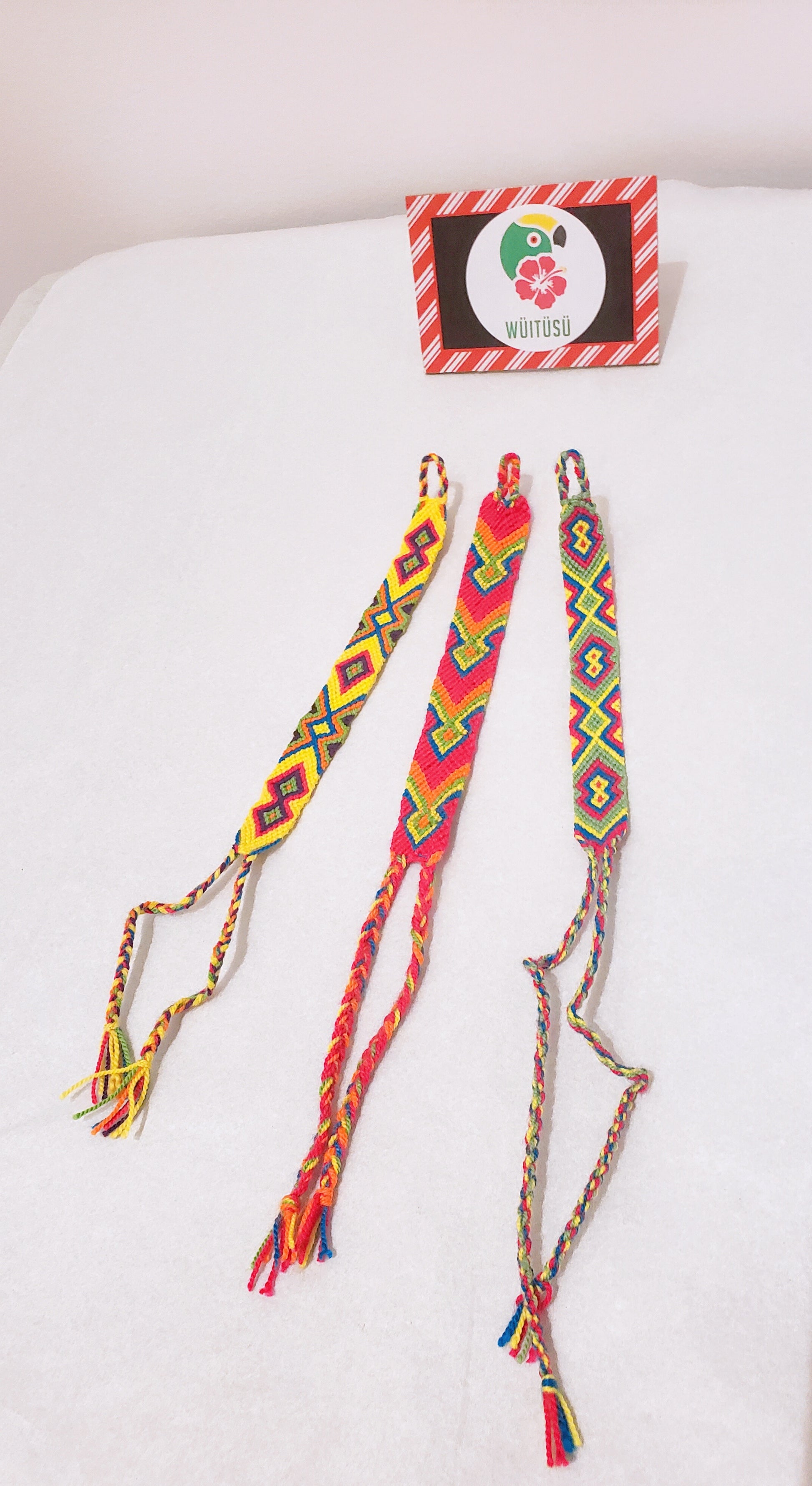 3 Pack of Three Neon Wayuu Handmade Bracelets - Wuitusu