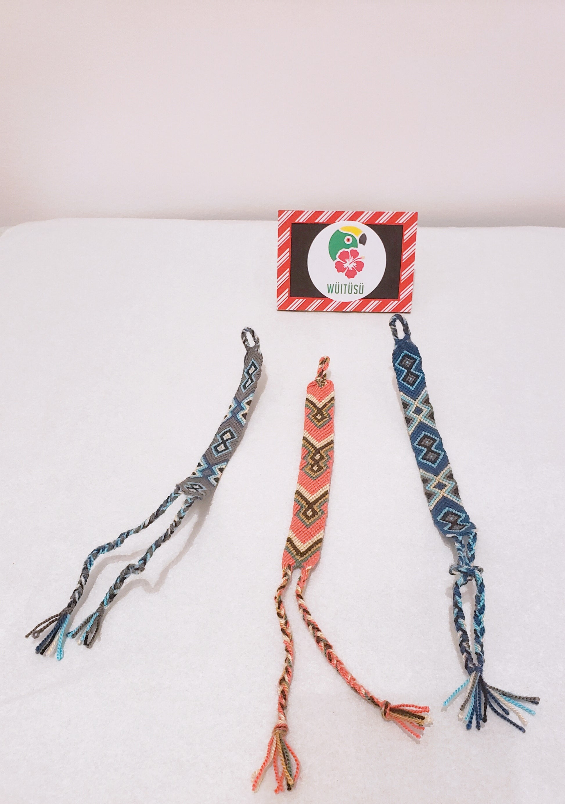 2 Pack of Three Pastel Wayuu Handmade Bracelets - Wuitusu